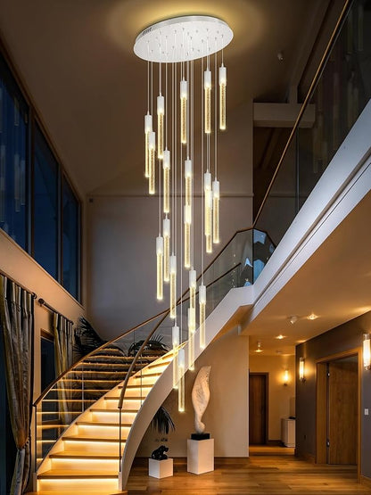 Flashing God High Ceiling Chandelier for Foyer Long Chandeliers for High Ceilings Hanging Light Fixtures for Staircase Entryway Living Room