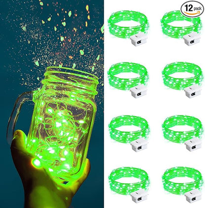 ZGWJ Mini Fairy Lights Battery Operated, 8 Pack Green Mini String Lights 20 LED 7FT Waterproof 3 Working Modes for Bedroom, Easter Decor Halloween, Christmas, Party Indoor and Outdoor Decoration