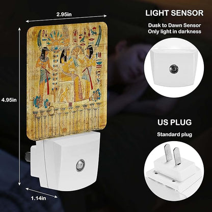 LED Night Light Lamp with Smart Sensor Dusk to Dawn Sensor,Ancient Egyptian Papyrus Night Light Daylight White,0.5W Plug-into Wall for Adults,Bedroom,Bathroom,Hallway,Kitchen