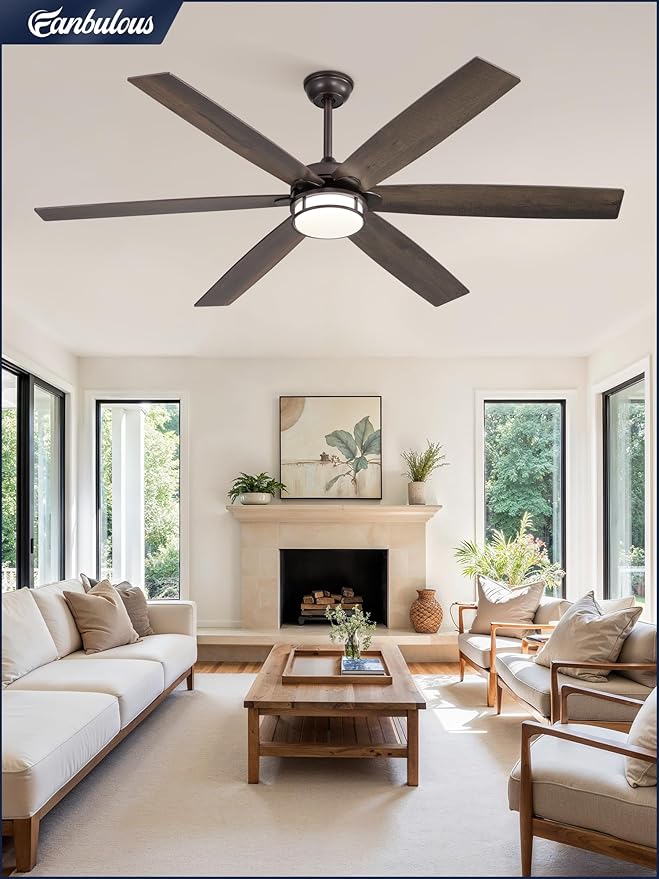 Fanbulous 65 Inch Ceiling Fans with Lights, Farmhouse Large Ceiling Fans with Remote, Oil Bronze Modern Ceiling Fan with LED Light, Quiet DC Motor for Living Room, Bedroom, Kitchen, Indoor