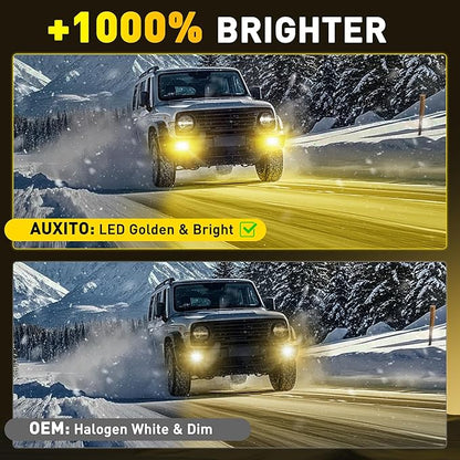 AUXITO 880/899/893 LED Fog Light Bulbs 3000K Golden Yellow 18000LM, 1000% Brighter Amber Fog Lights Kit, 1:1 OEM Replacement for Cars Trucks SUVs, 3-Min Install, IP68 Waterproof, Pack of 2