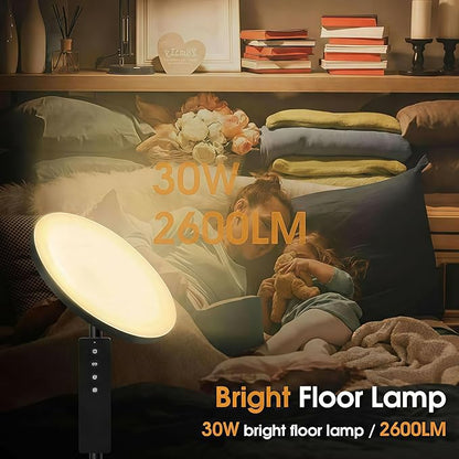 hanaking Upgraded Floor Lamp, 30W/2600LM Super Bright Floor Lamp with Remote Control, Stepless Adjust Color Temperatures and Brightness, Torchiere Standing Lamp for Living Room Bedroom Office