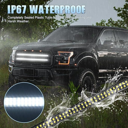 Nilight 2PCS 24 inch Truck Grille Strobe Lights Strip 384 LED Emergency Light White Flexible Side Flashing Warning Caution Safety Waterproof Lighting Kit for Trucks Tow Plow Construction Vehicles
