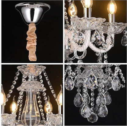 Modern Clear Crystal Chandelier 6-Light for Dinning Room K9 Crystal Ceiling Chandelier Lighting Fixtures for Living Room Bedroom Kitchen Easy Install (Clear 6 Lights)