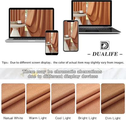 DUALIFE 2pcs 132 Inch Extra Long Linen Blackout Curtains Back Tab and Rod Pocket Thermal Insulated Light Blocking Drapes for Bedroom 2 Panels Set 50X132 Inches 11FT,Rust Terracotta