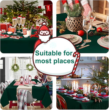Hiasan Waterproof Tablecloth Rectangle - Washable Fabric Table Cloth for Dining Room Kitchen Birthday Party and Outdoor Use, Hunter Green, 54 x 108 Inch