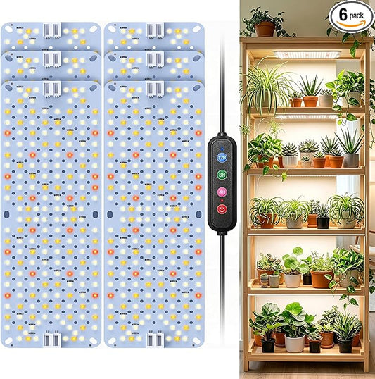 SDOVUERC Full Spectrum 1152 LEDs Grow Lights,60W Plant Grow Lights for Indoor Plants with Daisy Chain Function, Sunlike Spectrum,4/8/12/16/20H Timer for Seed Starting(Pack 6)