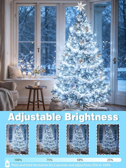 2-Pack 66FT 200 LED White Christmas String Lights Indoor Outdoor, Extendable Christmas Tree Lights with 13 Modes Twinkle Lights, Plug in Fairy String Lights for Xmas Tree Party Garden (Cool White)