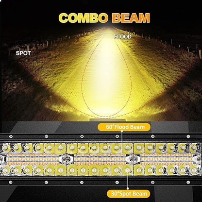 Auxbeam LED Light Bar 30 Inch, 180W 6 Modes Strobe Lights Amber White Flood Spot Combo Flashing Fog Driving Work Light for Car Jeep Off Road SUV UTV ATV Pickup Truck with 10FT Wiring Harness