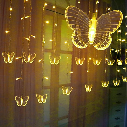 Butterfly Curtain Lights, 13ft 96 LED USB Window Fairy Lights 16 Butterflies 8 Modes Firefly Twinkle Timer String Lights with Remote for Room Bedroom Wall Ceiling Party Wedding Christmas
