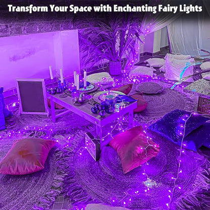 cshare String Lights Outdoor Waterproof 9.8ft 30 LED, Purple Fairy Lights Battery Operated with Timer Clear Wire for Indoor & Outdoor Christmas Halloween Decorations Garland Party Garden