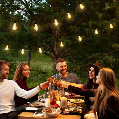 Larkvue 100FT LED Outdoor String Lights, Waterproof Patio Lights with 32 Shatterproof Dimmable 2700K A39 Bulbs Hanging Lighting for Outside Backyard