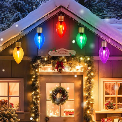 Brightown Jumbo C9 Christmas Pathway Lights Outdoor - 8.5 Feet 5 LED C9 Walkway Lights, Multicolor Bulb Holiday Pathway Light with Marker Stakes, Christmas Light Outdoor Decorations for Lawn Yard