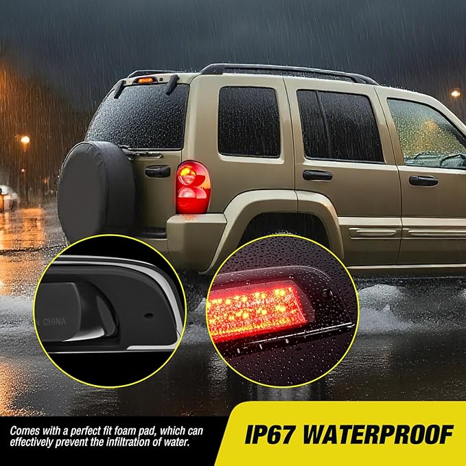 Nilight Third Brake Light Tail High Mount 3rd Stop Lights Smoked Lens Compatible with Jeep Liberty 2002 2003 2004 2005 2006 2007 Van SUV Rear Center Cab Lamp