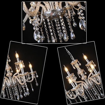 YYSHCHEN Luxury Cognac 9 Lights Crystal Chandeliers for Dining Room, Living Room,Bedroom 26.4"
