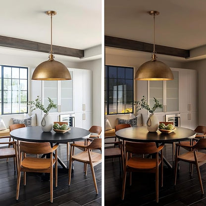 LamQee 18 Inch Antique Brown Large Pendant Light Kitchen Island, Farmhouse Modern Dome Pendant Light Fixtures Ceiling Hanging Lighting Chandelier for Dining Room Over Table, Bar, Hallway, Entryway