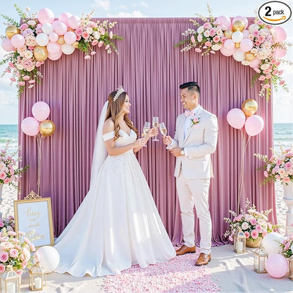Dusty Pink Backdrop Curtain for Parties Wedding Wrinkle Free Pink Photo Curtains Backdrop Drapes Fabric Decoration for Birthday Party Baby Shower 5ft x 7ft,2 Panels