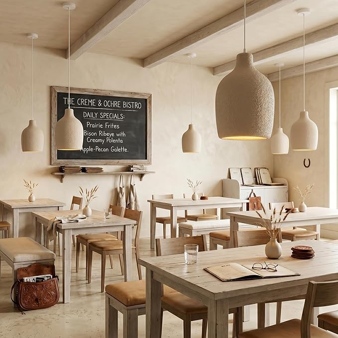 JAYMP Wabi Sabi Pendant Light for Dining Room Kitchen Island Light Hallway Restaurant Hanging Lamp E26 Base Japanese Style Wine Bottle Shape Fixture, 1 Pack (Light Brown,C Shape, D26×H46cm)