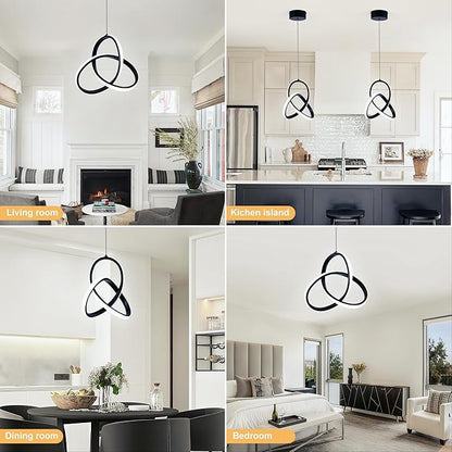 MAYNA Modern Spiral Led Pendant Light, 4000K Natural White Pendant Light Kitchen Island, 18W Adjustable Height Island Light Fixture for Kitchen Bedroom Kitchen Island Cafe, 1 Pack (Black)