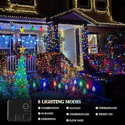 Extra-Long Solar String Lights for Outside, 4 Pack 400LED Solar Fairy Lights Outdoor Waterproof, Copper Wire with 8 Modes Solar Twinkle Lights for Tree Garden Party Patio Xmas Decor (Multicolor)