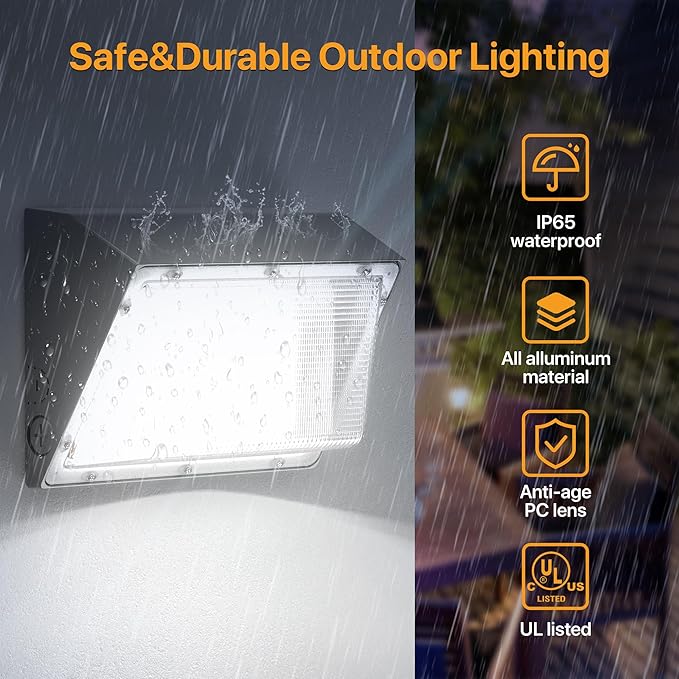 120W LED Wall Pack Light with Dusk to Dawn Photocell 18,000LM(150LM/W) Wall Mount Flood Light Outdoor IP65 Waterproof 5000K Led Security Commercial Area Lighting for Yard, Garage, Barn