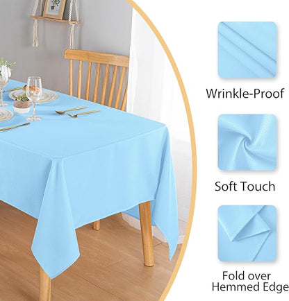 Hiasan 60 X 120 Inch Rectangle Textured Tablecloth - Waterproof Spillproof Antiwrinkle Jacquard Table Cloth for Kitchen and Dining Dinner, Outdoor Picnic, Holiday and Parties, Light Blue
