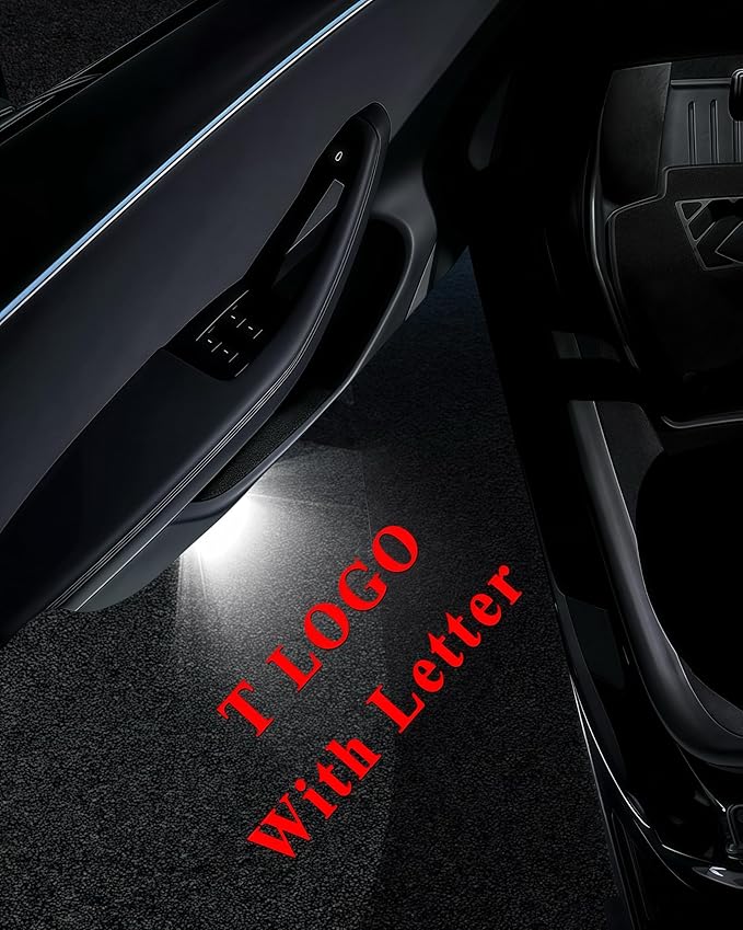 LOWEEY Car Door Lights Logo Projector Compatible with Accessories for Model Y 3 X S, No Fade 4K-HD Puddle Lights Car Welcome Light 3D Laser Ghost Shadow Light (Custom (White Logo))