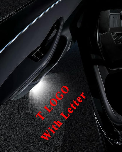 LOWEEY Car Door Lights Logo Projector Compatible with Accessories for Model Y 3 X S, No Fade 4K-HD Puddle Lights Car Welcome Light 3D Laser Ghost Shadow Light (Custom (White Logo))