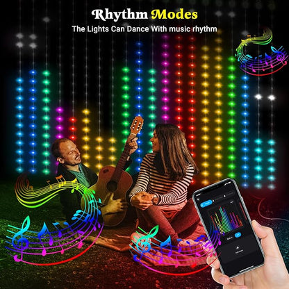 CoziTech Smart Curtain Lights 400 LED, Color Changing LED Curtains Light 6.6 * 6.6 FT, DIY Fairy String Light Curtain for Bedroom Backdrop Party Indoor Outdoor Holiday Decor (APP +Remote Control)