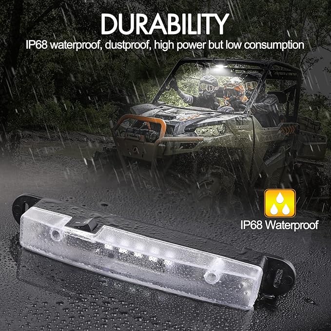 UTV Dome Light, Rfroad Lighting Universal Roll Bar Roll Cage Mount UTV Interior Light Battery Powered for ATV SXS Polaris RZR Can Am Truck Car Off Road Golf Car, 2 Pack