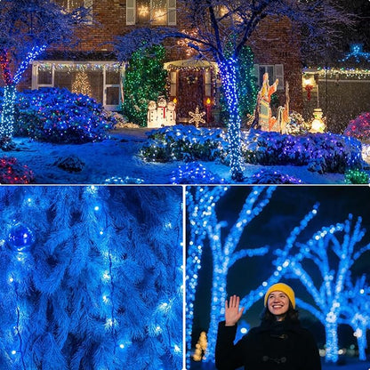 Vigdur 2 Pack 13ft 50 Count Outdoor String Lights on Blue Wire Cord, UL Approved for Indoor/Outdoors Use, Connectable 120V Clear Outdoor Lights for Xmas Patio Home Party Garden Decor(Blue)