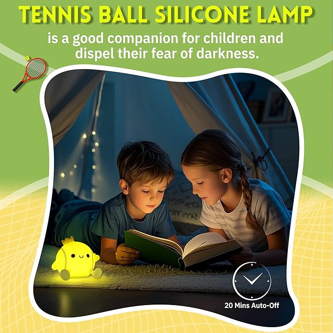 OkiyiD Tennis Gifts, Tennis Ball Night Light for Boys-Rechargeable Squishy Silicone Lamp,Cute Tennis Ball lamp for Tennis Sports Lovers Boys Girls Birthday Gifts