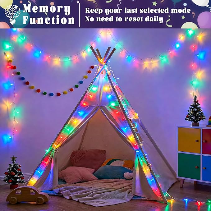 100FT 300 LED Outdoor String Lights, Connectable Christmas Lights Indoor Waterproof with 8 Modes, Plug in Twinkle Fairy Lights Clear Wire for Easter Bedroom Home Wedding Patio Decorations, Multicolor