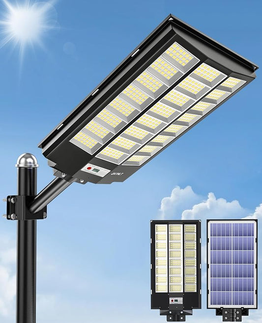 JAYNLT Y-8600W Solar Street Lights Outdoor, 6500K Commercial Parking Lot Light, Dusk to Dawn Solar Security Flood Lights Motion Sensor for Basketball Court, Road, Yard
