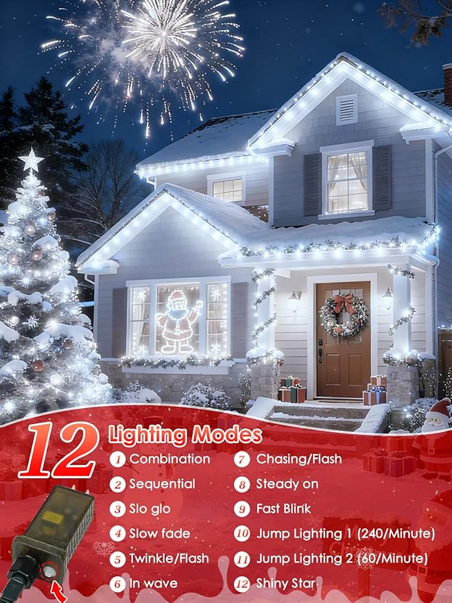2026 New Voice Control Connectable 2PK 164FT 400LED Christmas String Lights Indoor Outdoor with Remote | Smart Twinkle Fairy String Lights 12 Modes & Timer for Xmas Tree Decor (Cold White)