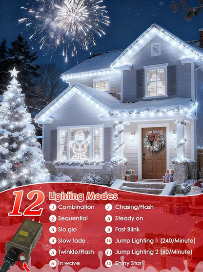 2026 New Voice Control Connectable 2PK 164FT 400LED Christmas String Lights Indoor Outdoor with Remote | Smart Twinkle Fairy String Lights 12 Modes & Timer for Xmas Tree Decor (Cold White)