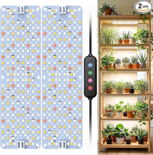 SDOVUERC Full Spectrum 384 LEDs Grow Lights, 24W Plant Grow Lights for Indoor Plants with Daisy Chain Function, Sunlike Spectrum,4/8/12/16/20H Timer for Seed Starting(Pack2)