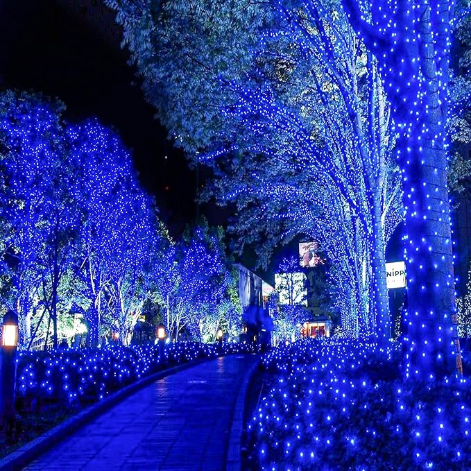 2 Pack Christmas Lights Outdoor, Total 200FT 600 LED String Lights for Outside Waterproof with 8 Modes, Connectable Plug In Fairy Lights for Indoor Patio Garden Party Holiday Decorations, Blue