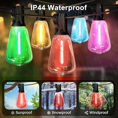 LAMPHOME 2-Pack 26FT ST38 Outdoor String Lights, Multicolor Shatterproof Edison LED Patio Lights, Connectable Waterproof Hanging Lights for Easter, Outside Bistro, Patio & Party Decorations