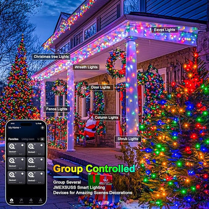 JMEXSUSS 800 LED RGB String Light Outdoor Indoor with Remote, Color Changing Christmas Lights Clear Wire Smart Lights Plug in for Bedroom Tree Room Party Birthday Xmas Decorations