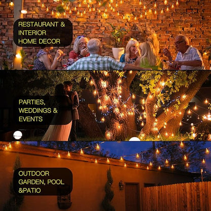 OHLUX Outdoor Light String, 30FT Dimmable Outdoor String Lights with 17 Shatterproof LED ST38 Vintage Edison Bulbs,2200K Connectable Hanging Lights for Deck Porch Bistro Gazebos Balcony Garden
