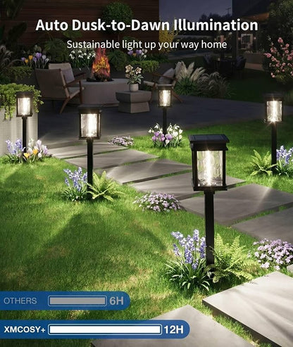XMCOSY+ Solar Pathway Lights Outdoor, Adjustable Warm & Cool White, 50 Lumens Bright Garden Lights, 6 Pack IP65 Waterproof Landscape Lighting, Outside Lights for Front Yard Lawn Walkway Driveway Patio