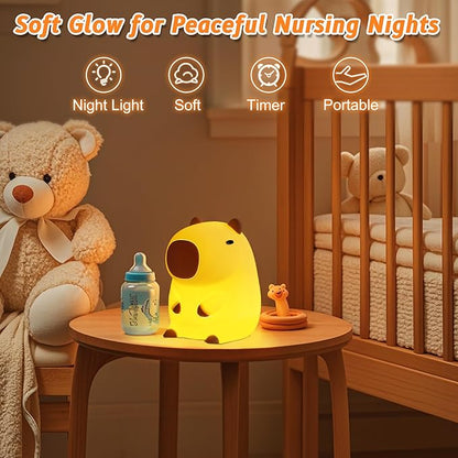 Anywin Cute Capybara Gifts, Capybara Lamp, Squishy Animal Night Light with Timer & Dimmer for Bedroom Decor, Silicone Rechargeable Bedside Light for Kids Boys Girls Women Baby Toddler Teens Gifts