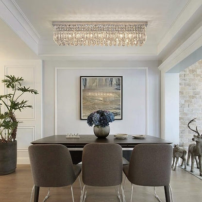 7PM Light for Dining Room, Dining Room Light Fixture, Large Chandeliers for high Ceilings Modern Chandelier Crystals 47.2 Inch