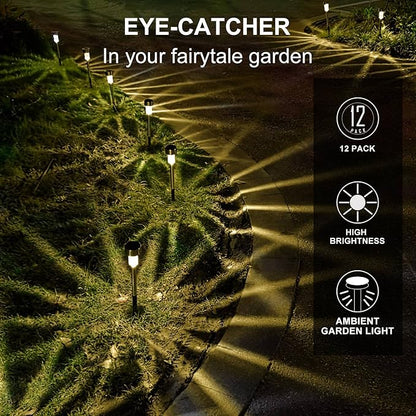 Dream Master Solar Lights Outdoor Waterproof, Stainless Steel LED Landscape Lighting, Solar Garden Lights, Outdoor Decorations for Yard, Pathway, Walkway, Patio, Lawn - 16 Pack (Warm White)