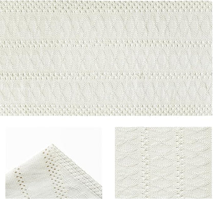 Artoid Mode Beige Farmhouse Woven Rustic Hollow Table Runner, Seasonal Holiday Hollow Kitchen Dining Table Decoration for Home Party Decor 12x72 Inch