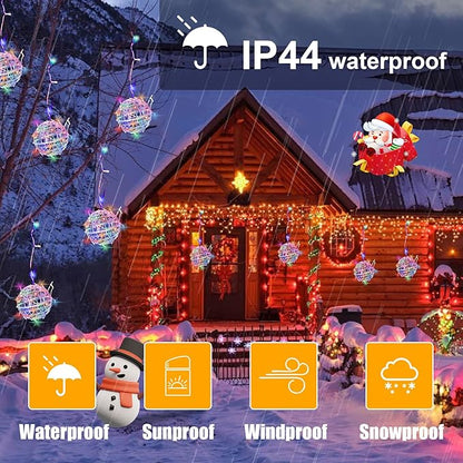 Baung Christmas String Lights Outdoors,4 Pack 7.98" Sphere Ball Tree Garden Globe Lights for Home, Party, Christmas, Porch Patio,Wedding, Garden,Tree Decoration with Memory Function Plug