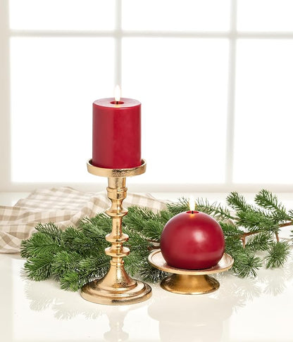 Abbott Collection Wax LED Flameless Ball Candle - Red (4" D)