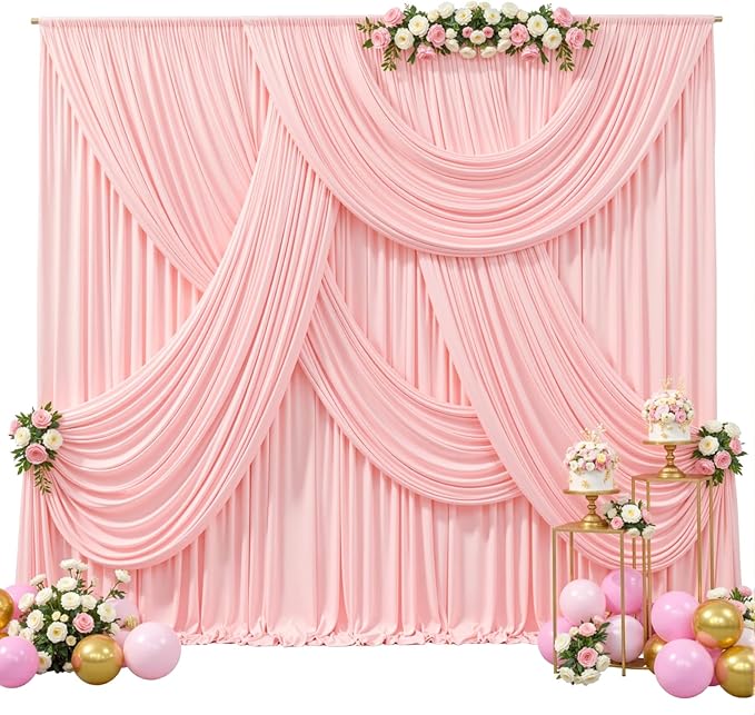 20ft x 15ft Blush Pink Wrinkle Free Backdrop Curtains for Wedding Party Backdrops Curtain Drapes Fabric Decorations Photo Back Drop Cloth for Baby Shower Photography Stage Reception