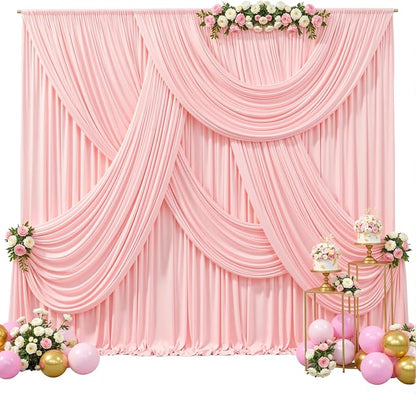 20ft x 15ft Blush Pink Wrinkle Free Backdrop Curtains for Wedding Party Backdrops Curtain Drapes Fabric Decorations Photo Back Drop Cloth for Baby Shower Photography Stage Reception